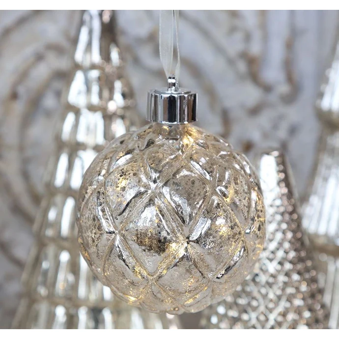Chic Antique / Vánoční baňka s LED drátkem Silver Look