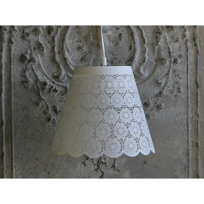 Chic Antique / Závěsná plechová lampa Lace Antique white