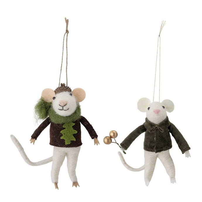 Bloomingville / Vánoční ozdoba Peo Mice Wool - set 2 ks