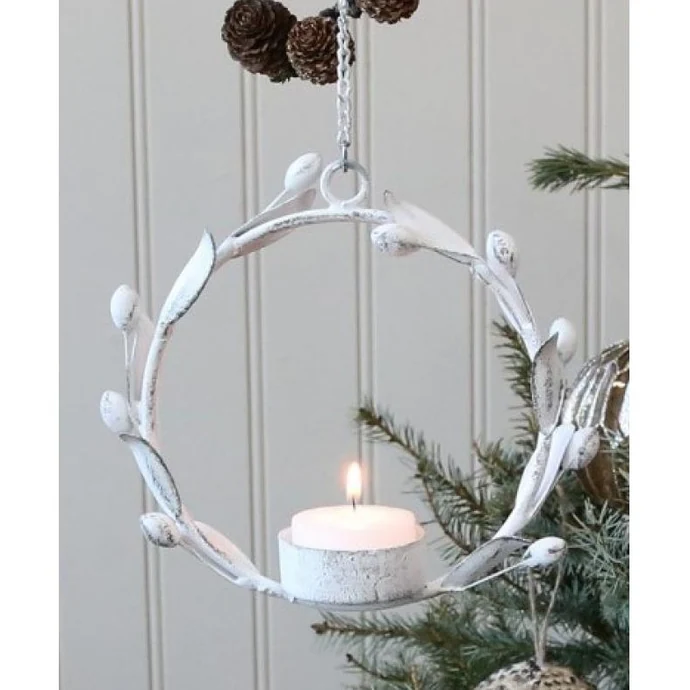 Chic Antique / Kovový svícen White Wreath For Tea Light ⌀ 13 cm