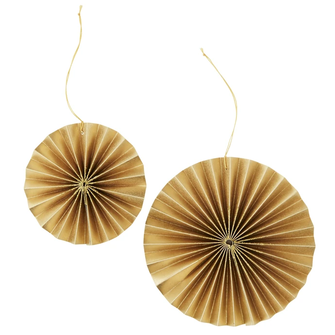 MADAM STOLTZ / Papírová vánoční ozdoba Rosette Gold - set 2 ks