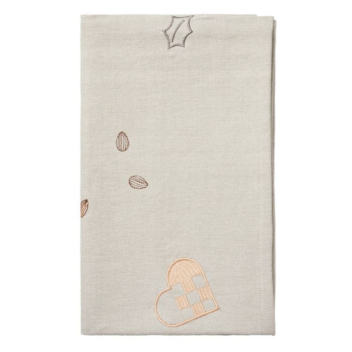 Broste / Vyšívaný behúň na stôl Fryd Light Warm Grey 40x140 cm