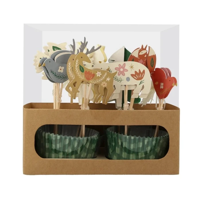 Meri Meri / Sada na pečení cupcakes Folk Woodland - 24 ks
