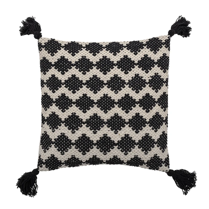 Bloomingville / Bavlnený pletený vankúš Black White 45 × 45 cm
