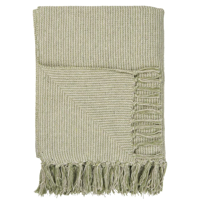 Ib Laursen / Bavlněný přehoz Small Stripes Cream & Green