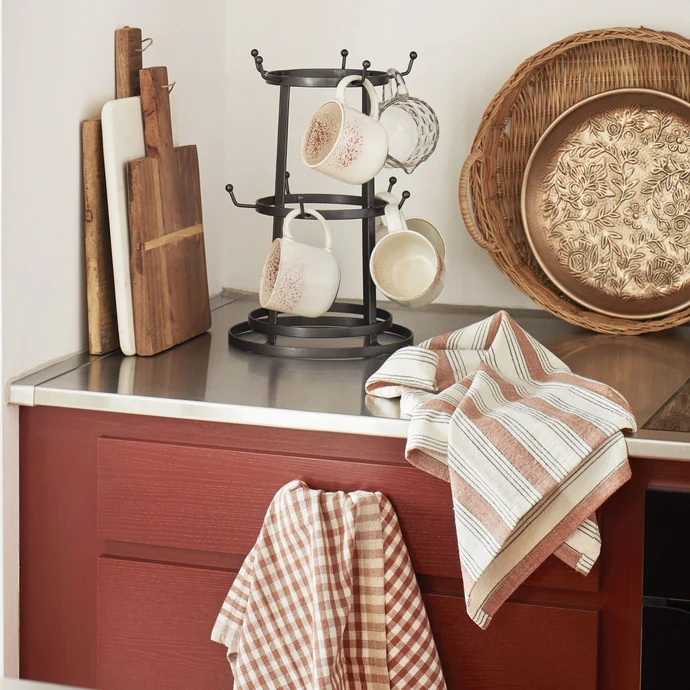 Bavlněná utěrka Burnt Orange Checked