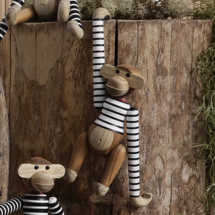 Dřevěná opička Monkey x Nørgaard paa Strøget White/Black 18,5 cm
