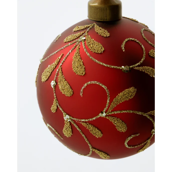 Skleněná vánoční ozdoba Flori Red – set 4 ks