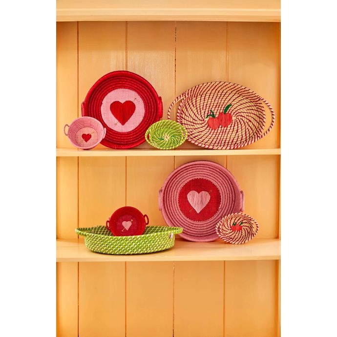 Košík z rafie Round Heart 12 cm