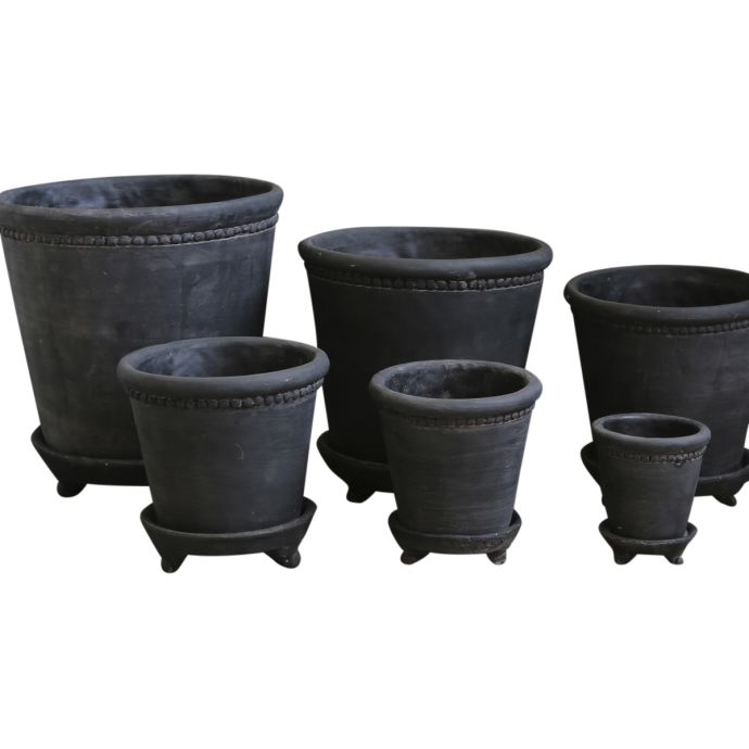 Hliněný květník Antique coal -