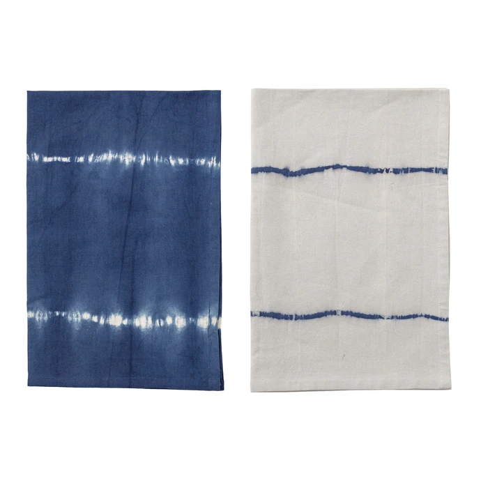 Bavlněná utěrka Blue Tie Dye 70×45 cm - set 2 ks