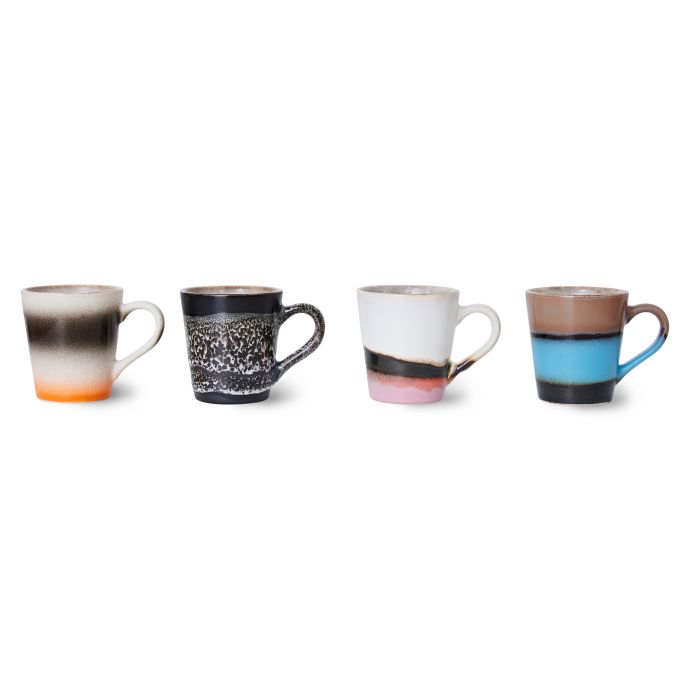 Keramický hrneček na espresso 70's Funky 80 ml - set 4 ks