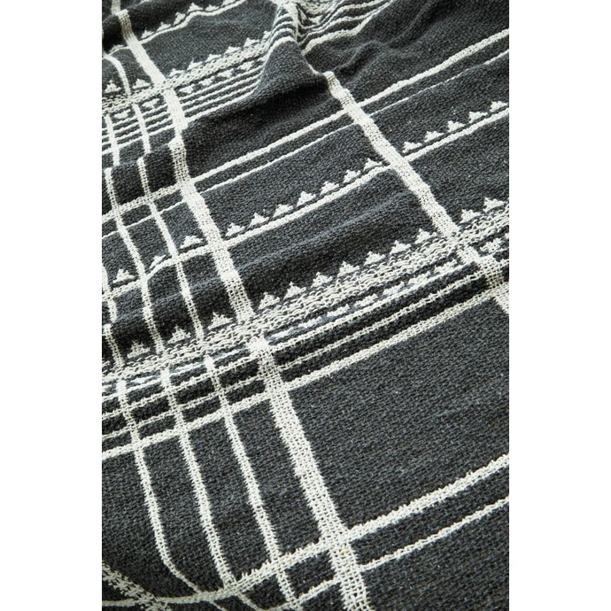Přehoz recyklované bavlny Charcoal Fringes 125×175cm