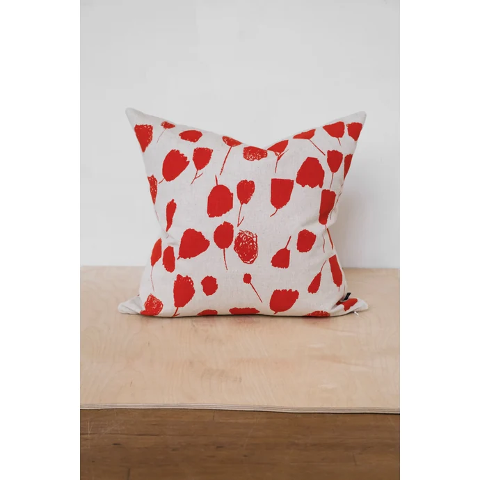 Lněný povlak na polštář Red Poppy 48 x 48 cm