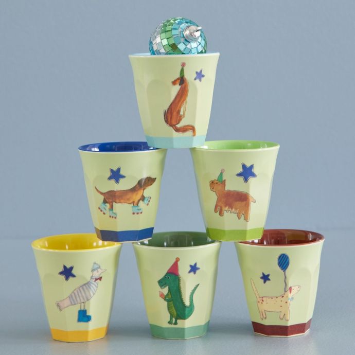 Melaminový kalíšek Animals Green 125 ml - set 6 ks
