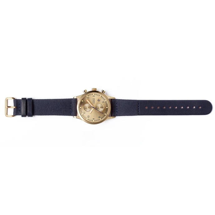 Unisexové hodinky Triwa - Gold Lansen Chrono - Navy Canvas