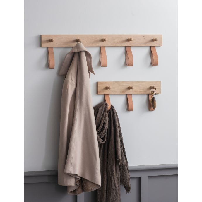 Věšák s koženými poutky Oak 40cm