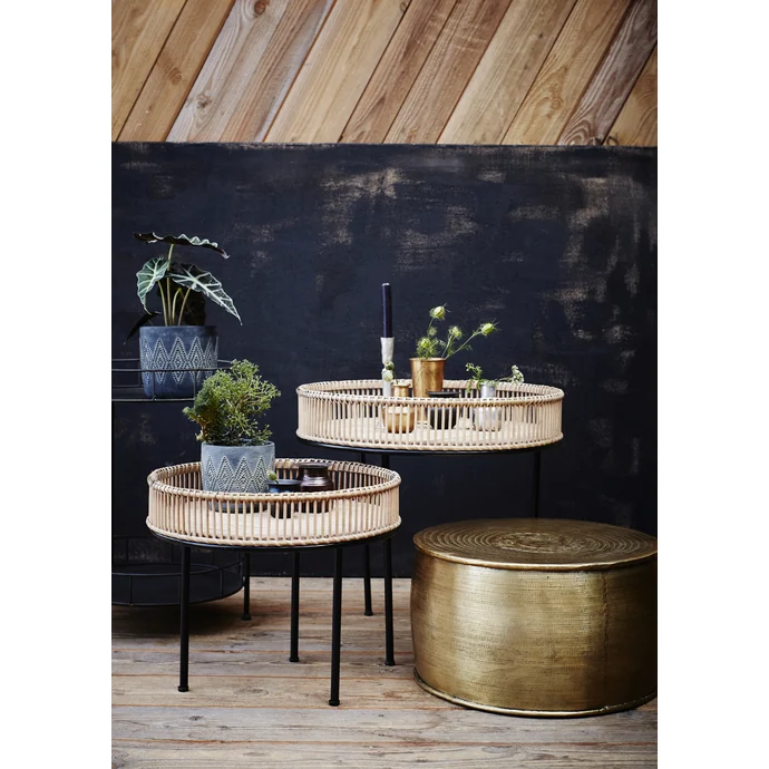 Kulatý bambusový stolek Natural/Black