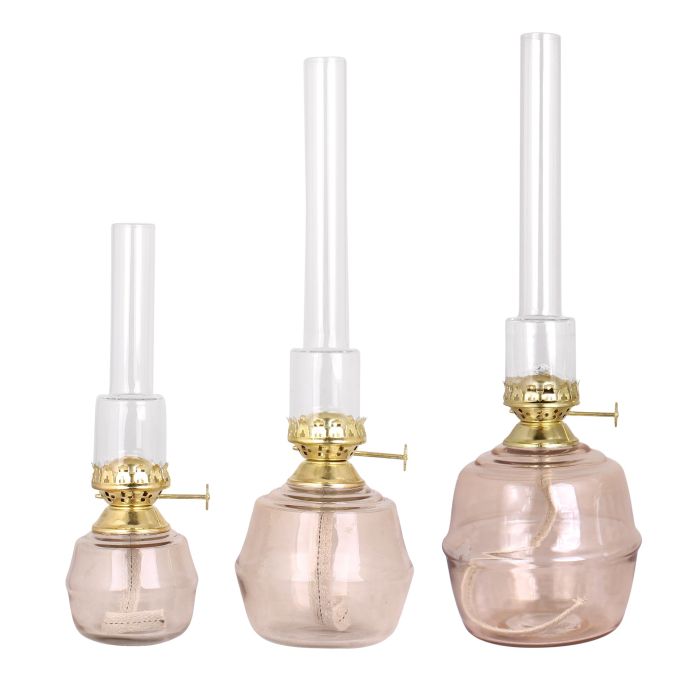 Skleněná petrolejová lampa Majken Ash Rose Brass Small
