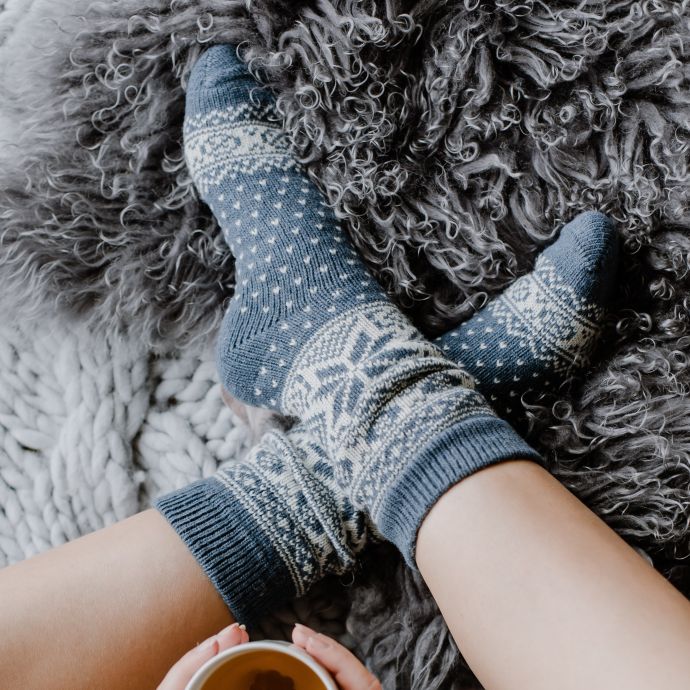 Vlněné ponožky Blue/Winter Pattern no. 50