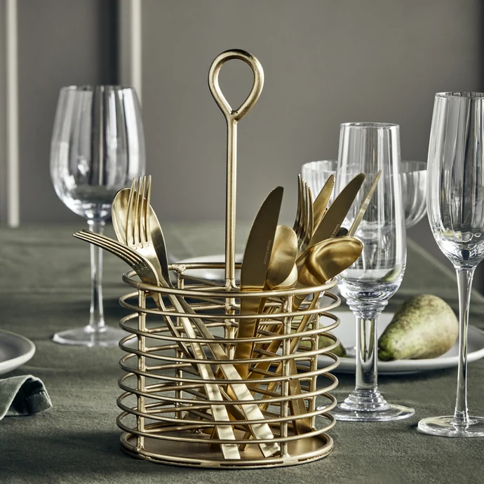 Kovový stojan na příbory Lela Antique Brass
