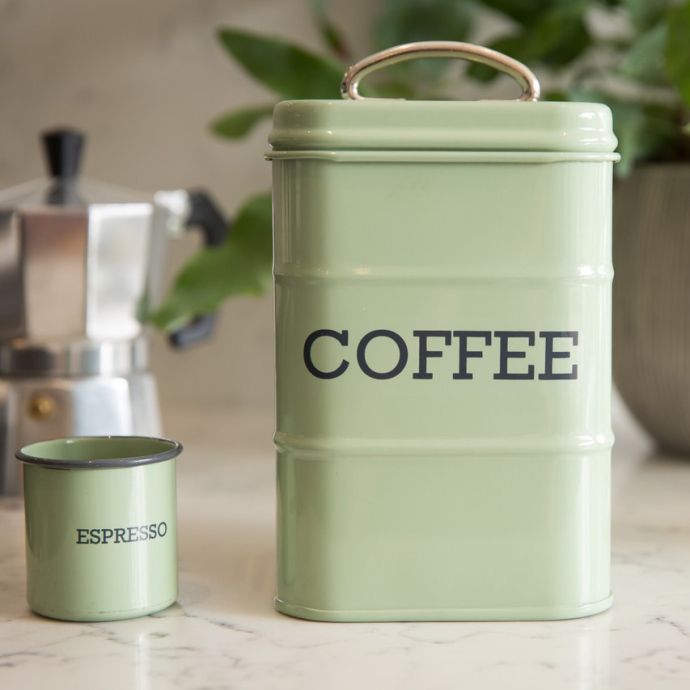 Plechová dóza na kávu Sage green