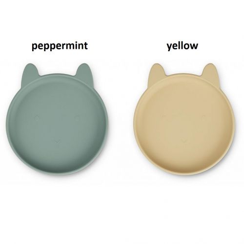 Dětský talíř Rabbit Peppermint/Wheat Yellow 17 cm- set 2 ks