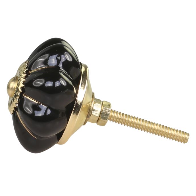 Porcelánová úchytka Black Brass Flower