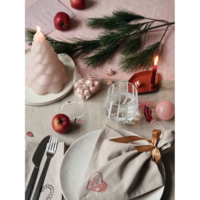 Vyšívaný ubrousek Fryd Light Warm Grey - set 4 ks