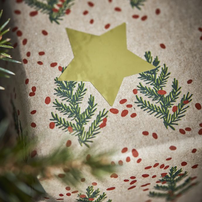 Vánoční lepicí hvězda na dárky 3 cm - set 50 ks