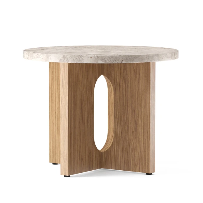 Odkládací stolek Androgyne Kunis Breccia Sand/Natural Oak Ø 50 cm