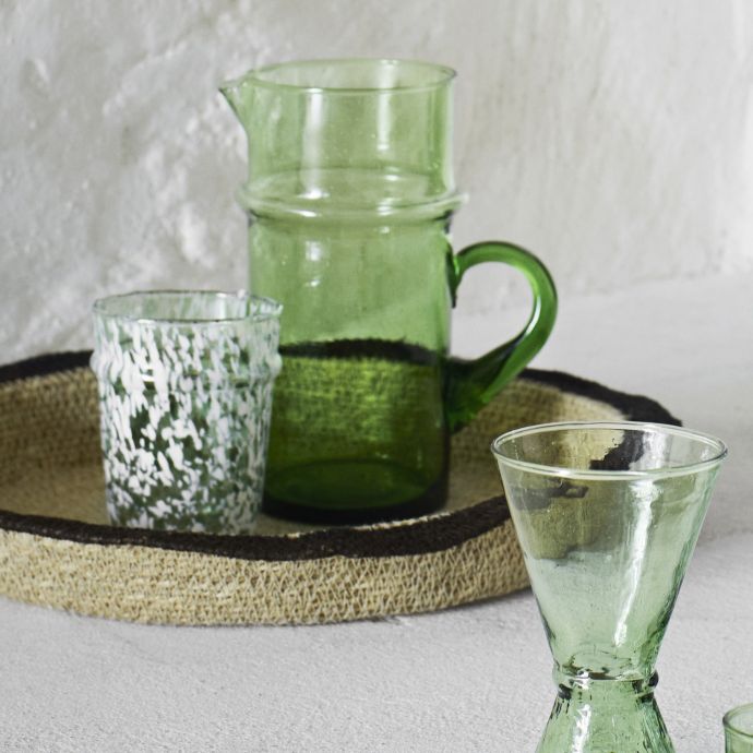 Sklenice na vodu z brokového skla White/Green 200 ml