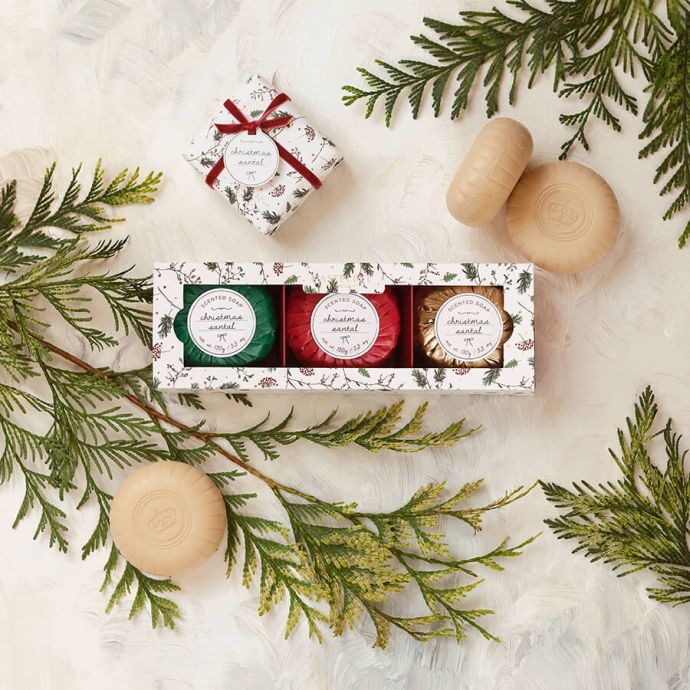 Dárková sada vánočních mýdel Christmas Santal 3 x 150g