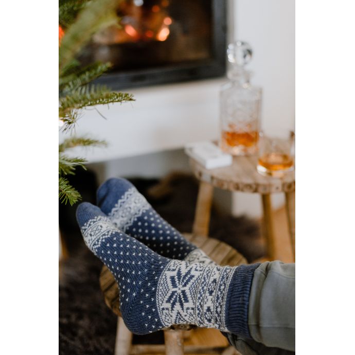 Vlněné ponožky Blue/Winter Pattern no. 50