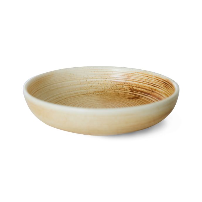 Hluboký keramický talíř Rustic Cream/Brown 19cm