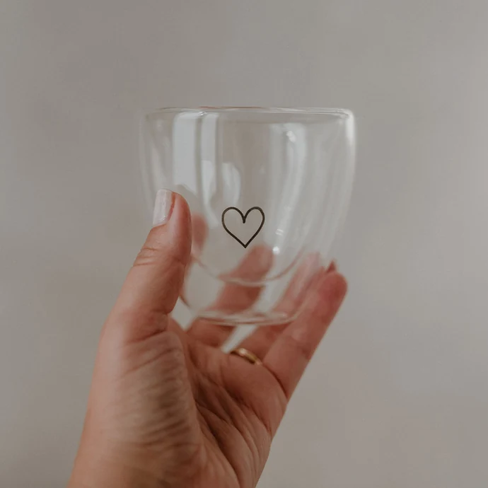 Dvoustěnná sklenice na espresso Heart 100 ml