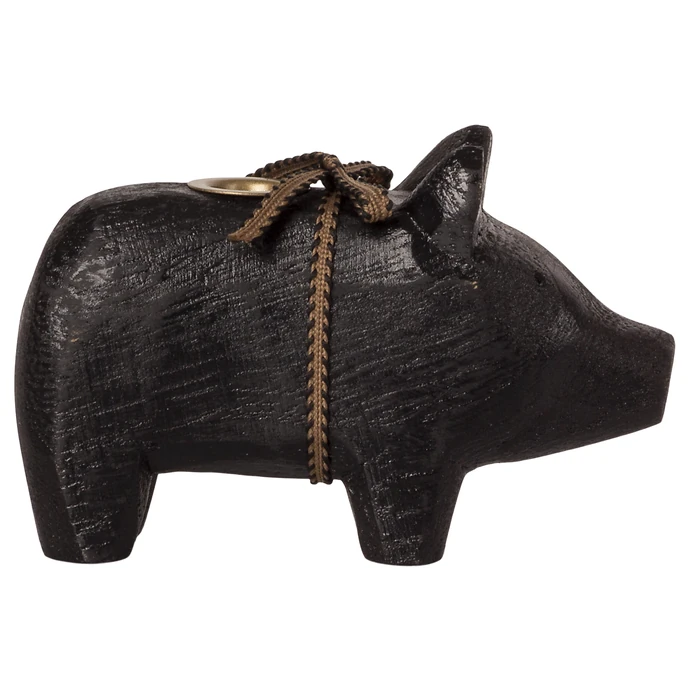 Dřevěný svícen Wooden Pig Small Black