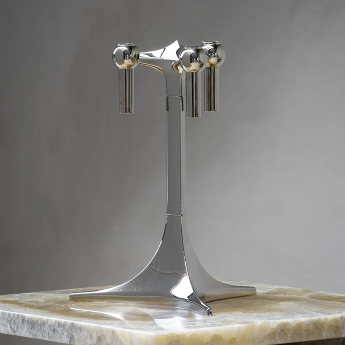 Designový svícen STOFF Nagel Stand Solid Chrome