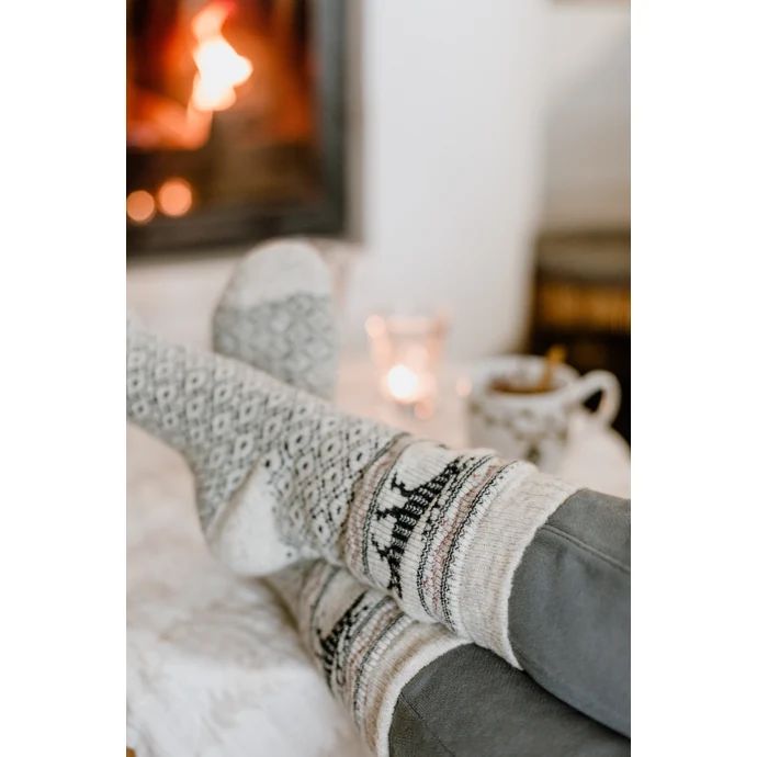 Vlněné ponožky White/Reindeer no. 100