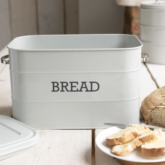 Kovový box na pečivo Bread French grey