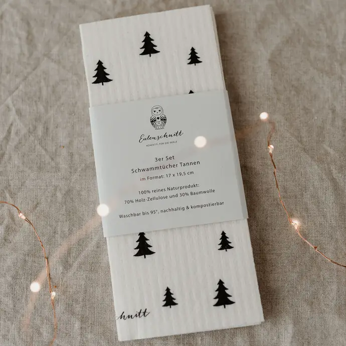 Přírodní houbová utěrka Fir Trees – set 3 ks