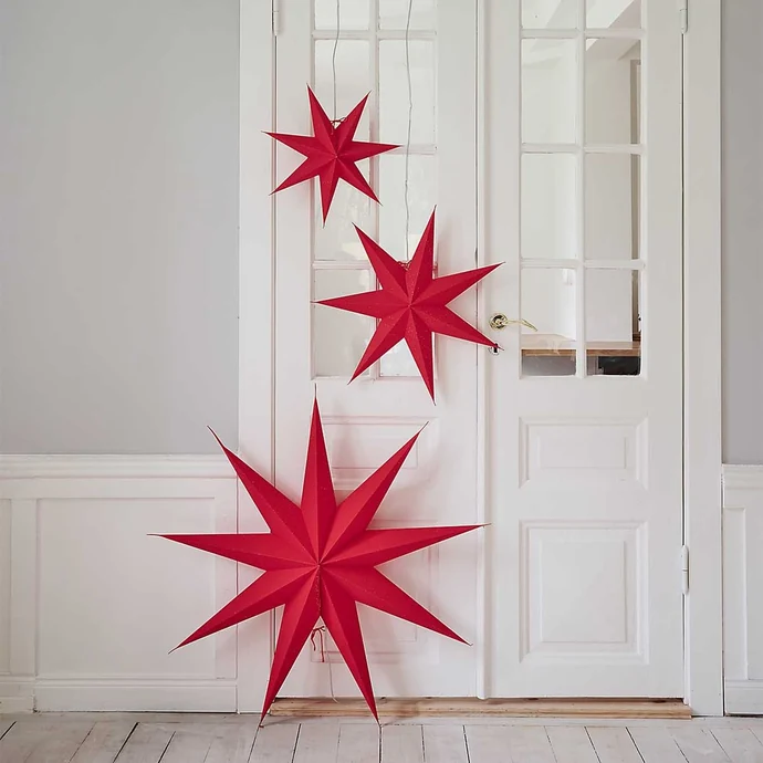 Závěsná svítící hvězda Aino Red 44 cm