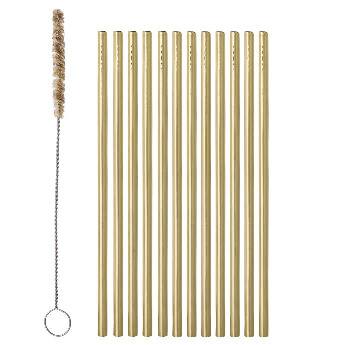 Nerezová brčka Mendi Gold - set 12 ks