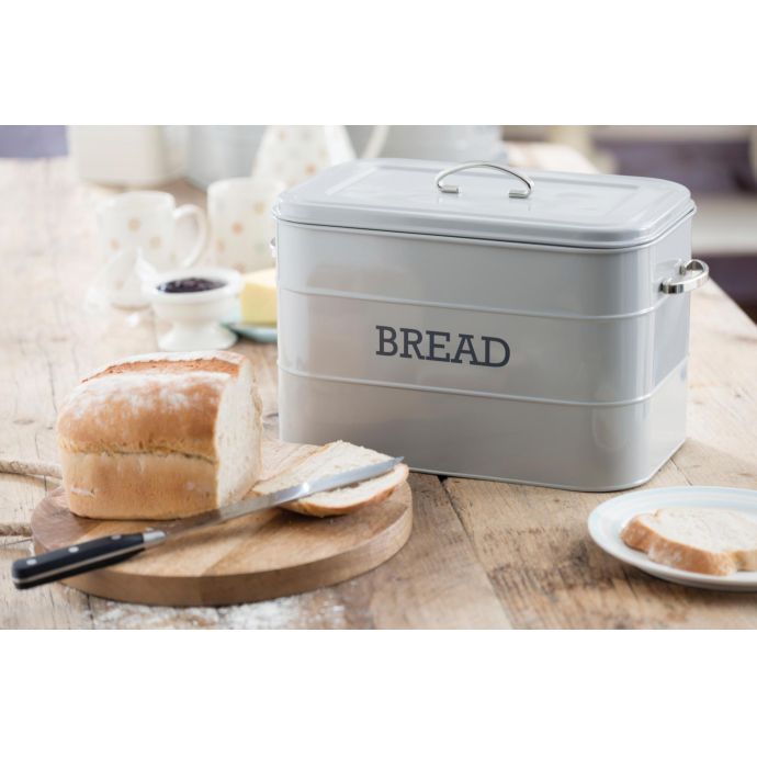Kovový box na pečivo Bread French grey