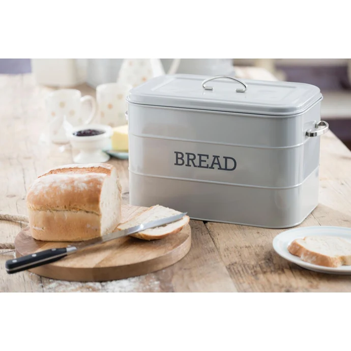 Kovový box na pečivo Bread French grey
