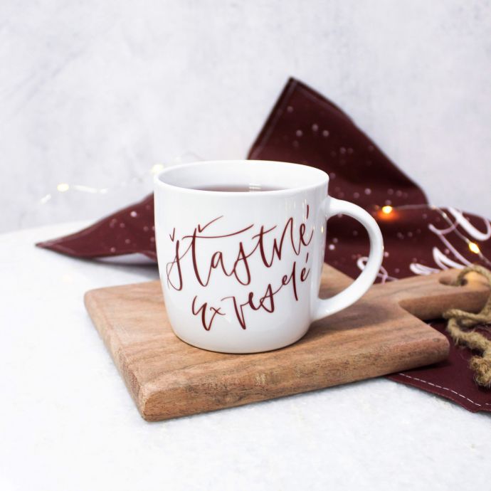 Porcelánový hrnek Šťastné a Veselé 300 ml