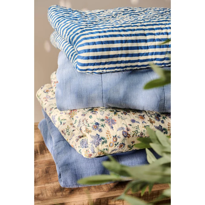 Prošívaný přehoz Stripes OffWhite/Blue 130 x 180 cm
