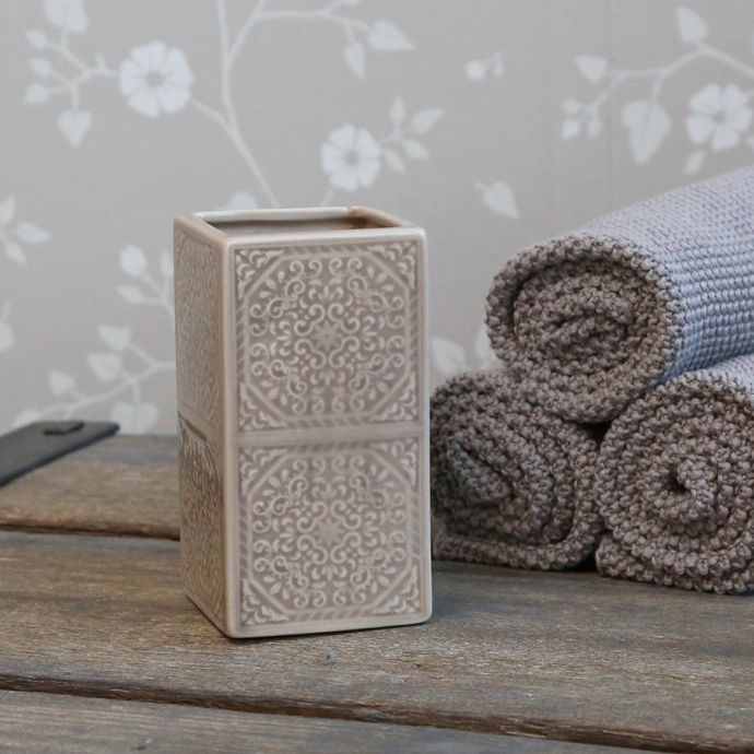 Porcelánový stojan na zubní kartáček Ornament Latte