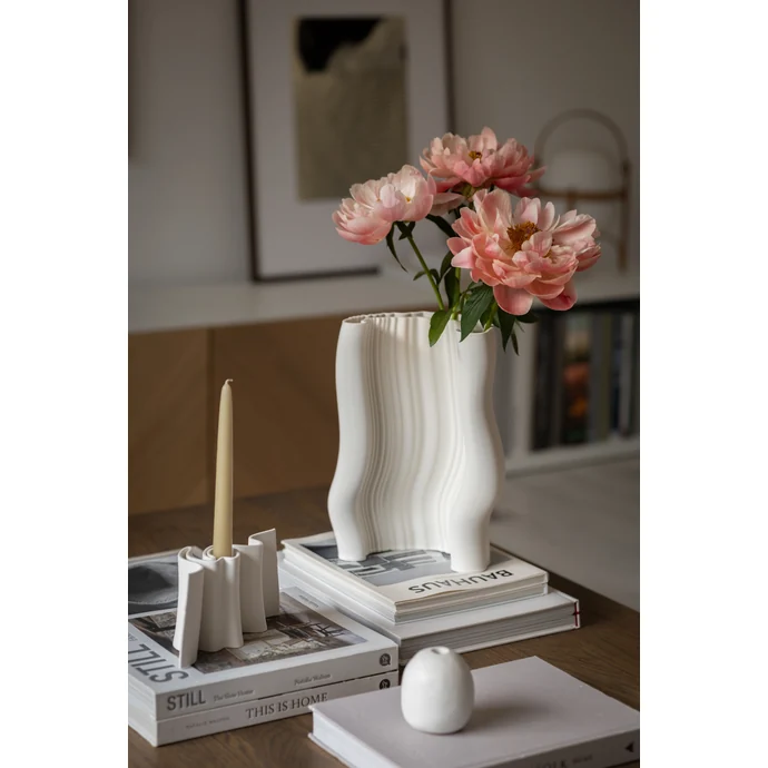 Kameninová váza Moire Off-white 30 cm