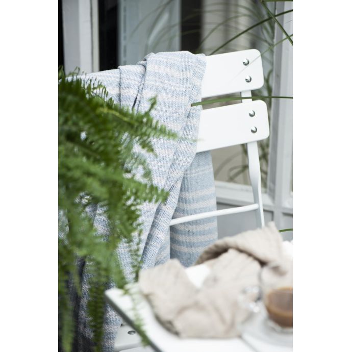 Balvněný přehoz Cream Light Blue Stripe 130 × 160 cm